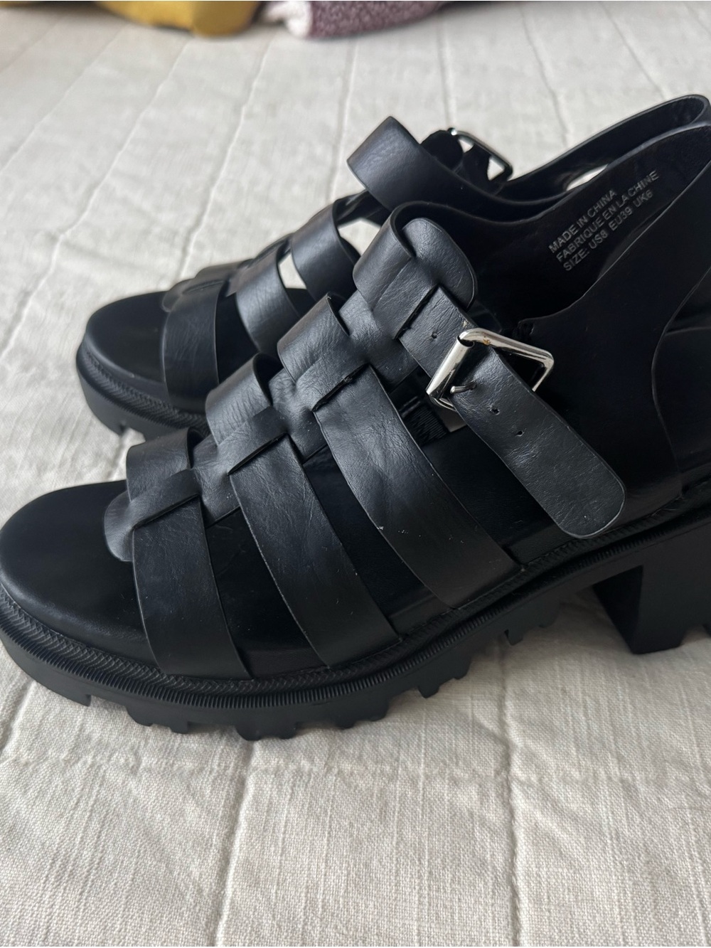 Black Women's Chunky Sandal with Buckle